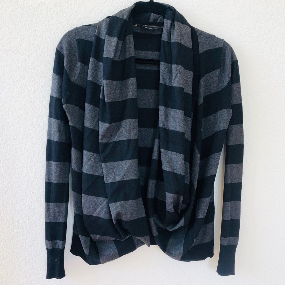 BCBG Cashmere and Silk striped cardigan sweater